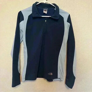 The North Face quarter zip TKA 100 long sleeve shirt light & dark blue slim fit